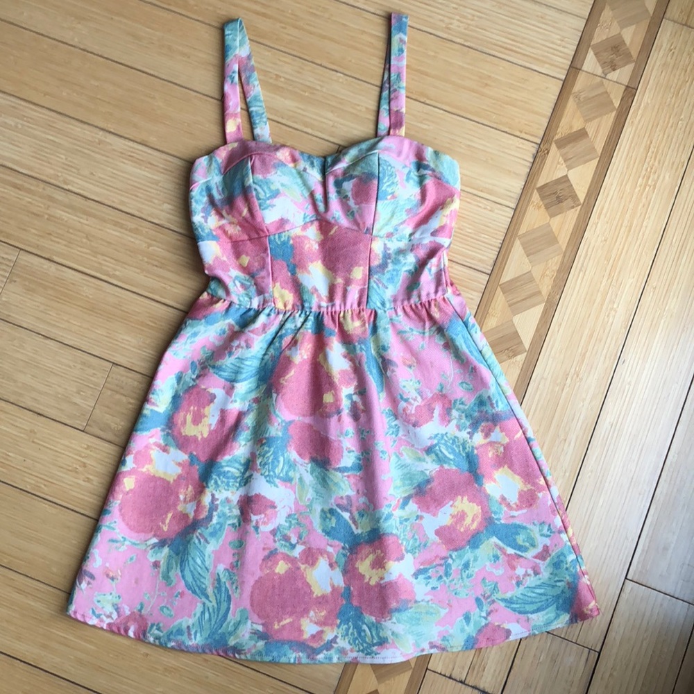 Spring Flower Print Fit and Flare Dress